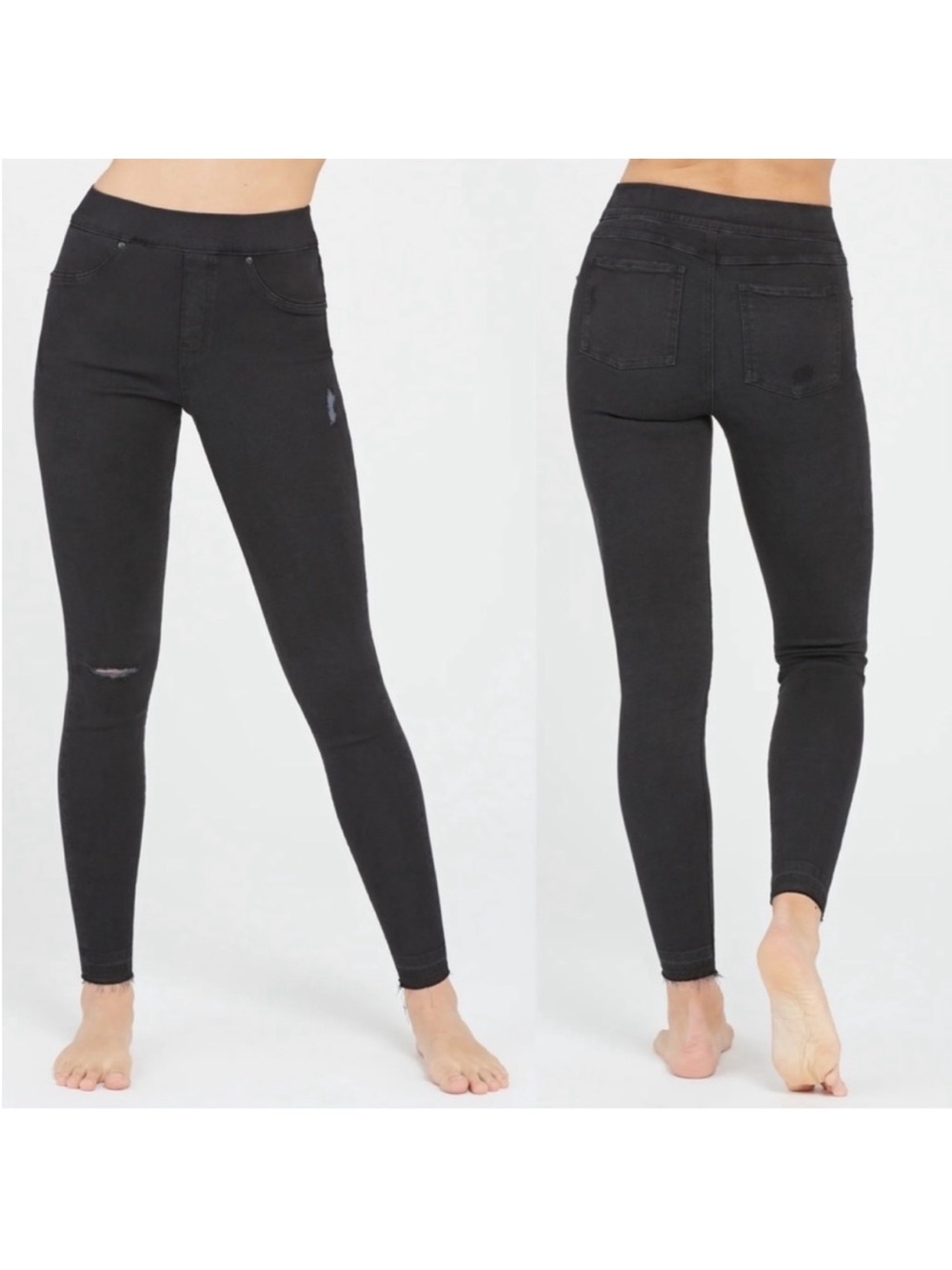 Spanx Vintage Black Distressed Denim Legging